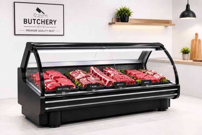 serve over display counter deli glass display butchery glass display curved square refrigeration display1
